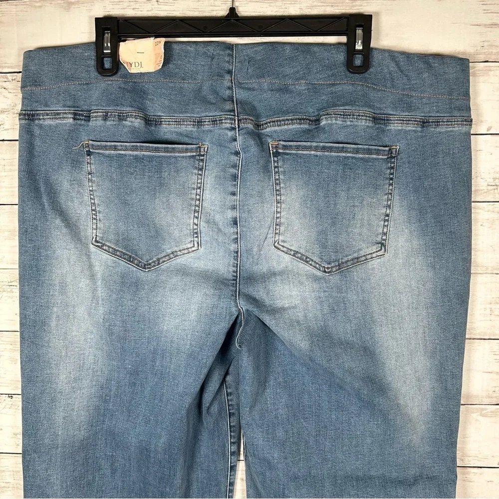 NYDJ Lift X Tuck Women's Clean Maele Washed Blue Pull On Wide Leg Jeans 22W NWT